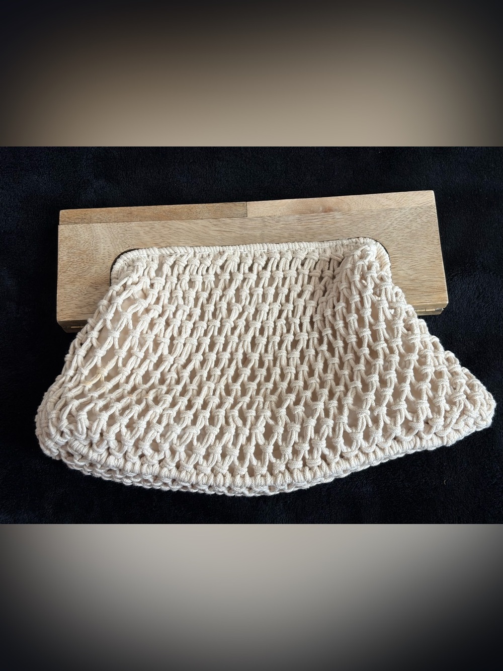 a new day Cream Macramé Clutch